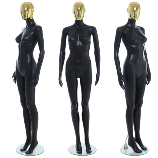 Female Gold Egg Head Mannequin Matt Black