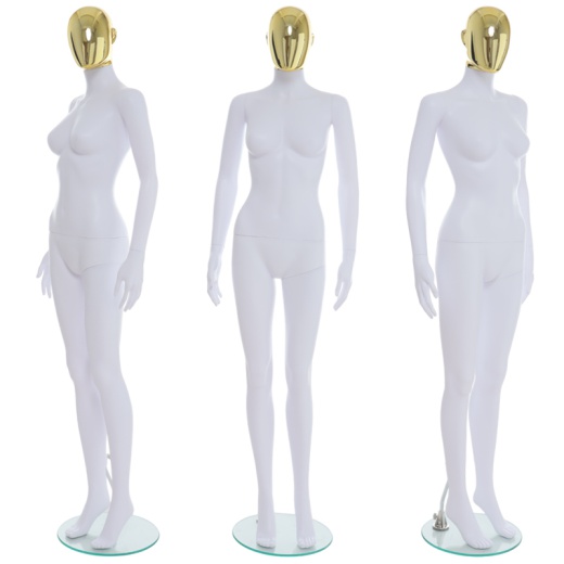 Female Gold Egg Head Mannequin Matt White