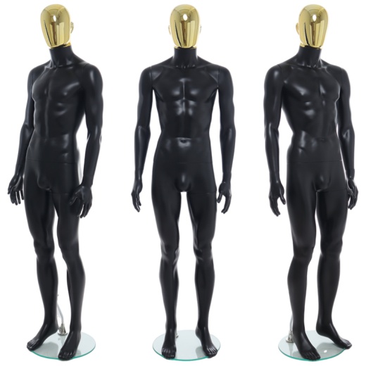 Male Gold Egg Head Mannequin Matt Black