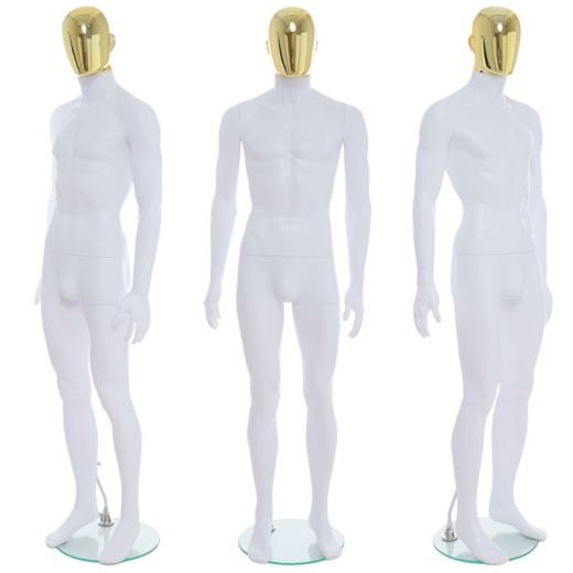 Male Gold Egg Head Mannequin Matt White