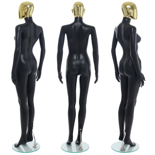 Picture of Female Gold Egg Head Mannequin Matt Black