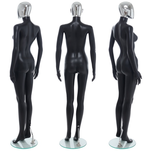 Picture of Female Chrome Egg Head Mannequin Matt Black