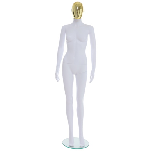 Image of Female Gold Egg Head Mannequin Matt White