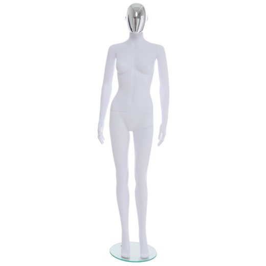 Image of Female Chrome Egg Head Mannequin Matt White