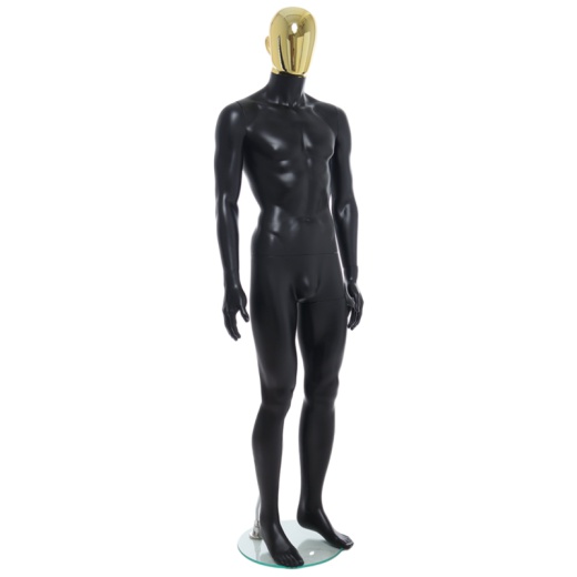 Image of Male Gold Egg Head Mannequin Matt Black