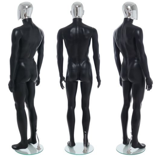 Picture of Male Chrome Egg Head Mannequin Matt Black