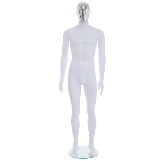 Image of Male Chrome Egg Head Mannequin Matt White